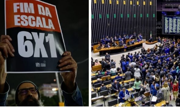 Close up of a protester holding a sign that reads FIM DA ESCALA X during a night demonstration