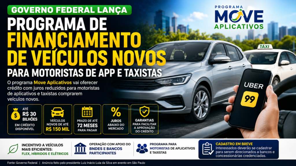 Image sorocabanices Governo lança programa de financiamento de carros novos para motoristas de apps e taxistas com Uber no celular ao lado