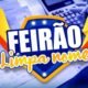 Promotional banner advertising a large mobile sale with bold FERÃO and Linha móvel in yellow and white text over a blue background with orange accents
