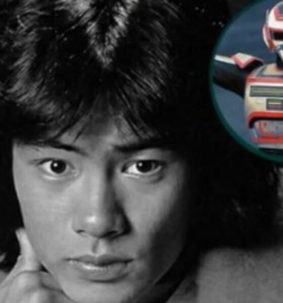 Black and white portrait of a young person with a thoughtful expression with a circular inset showing a red and white robot in the upper right